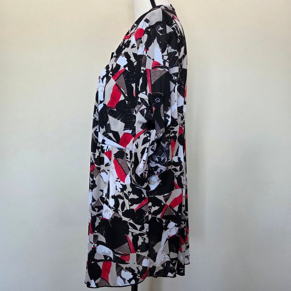 Style & Co 2X Chiffon Tunic Blouse/Dress 3/4 Roll Tab Sleeve Button Front Flowy - Picture 8 of 16